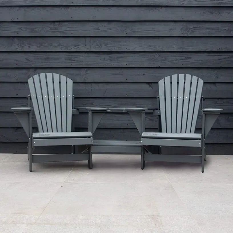 Comfychair Doppelstuhl dubbele tuinstoel grijs kunststof