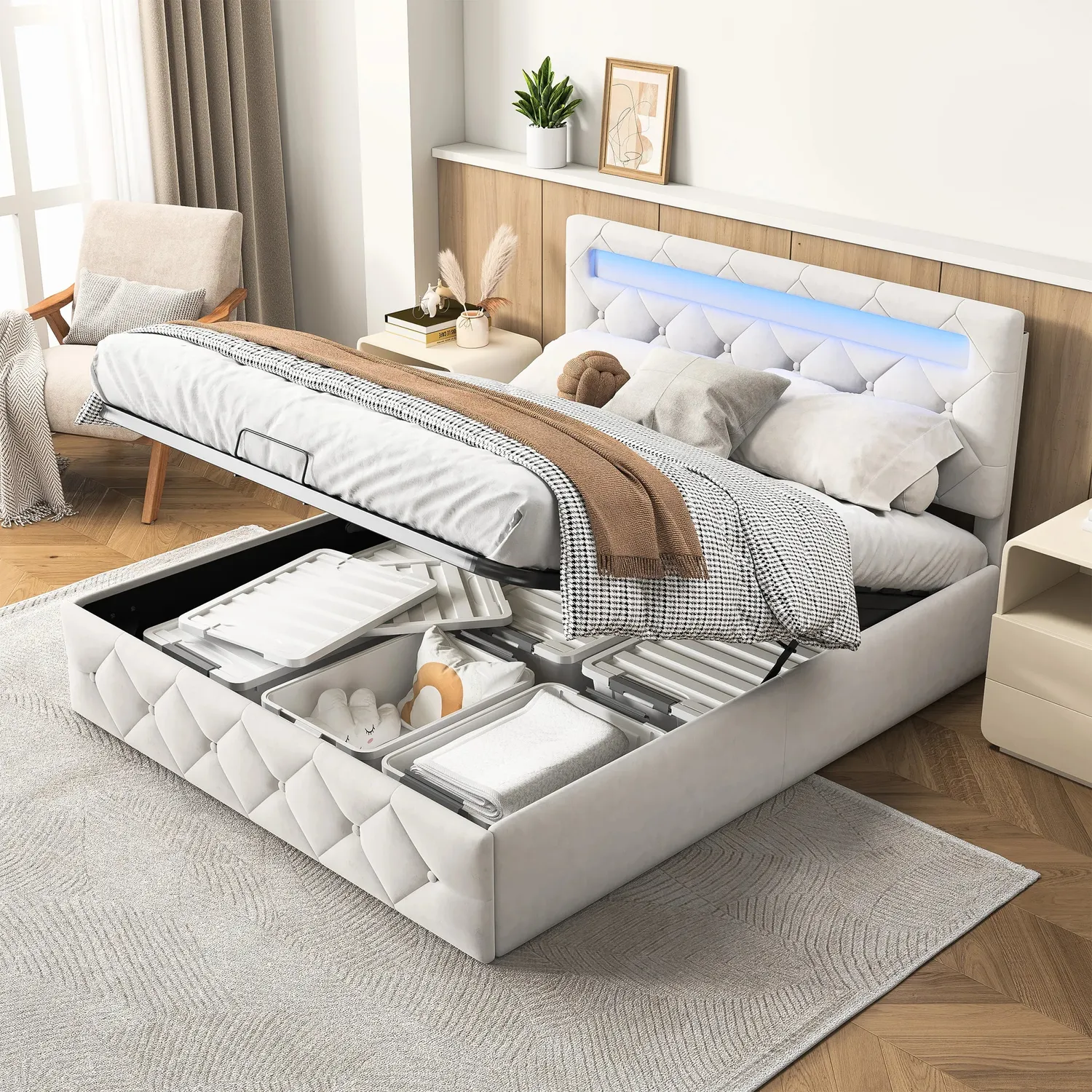 OutdoorMatch Bedframe LED Opbergruimte 140/160x200