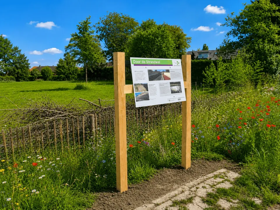 Jaap de Vries Zwolle informatiebord lessenaar hout full-colour