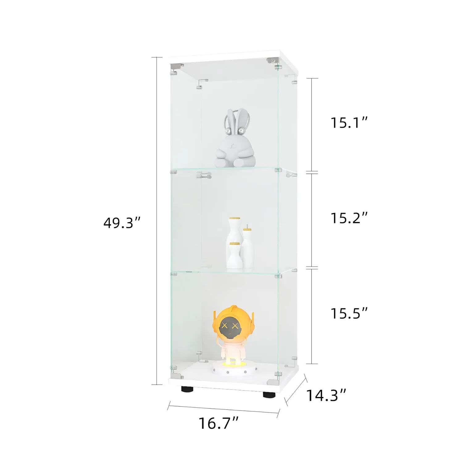 OutdoorMatch Displaykast Glas 3 Etages 49 cm Met Deur