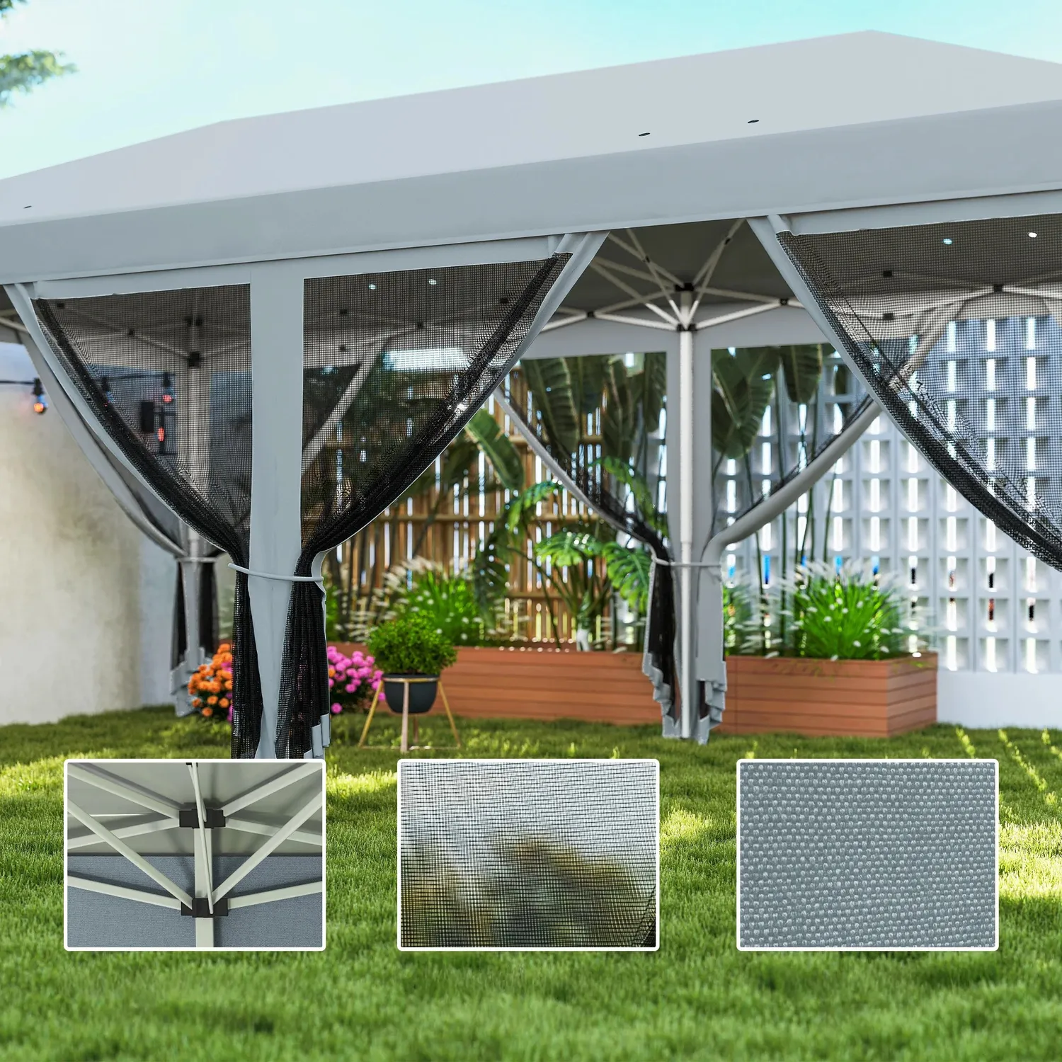 OutdoorMatch Tuinoverkapping 6x3 Zwart Pop-up Netten