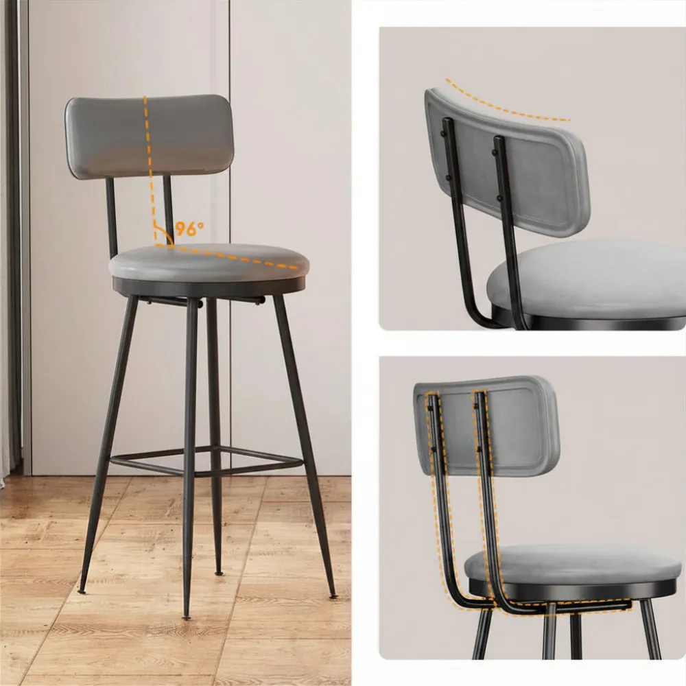 OutdoorMatch barstoelen kunstleer donkergrijs 2 stuks