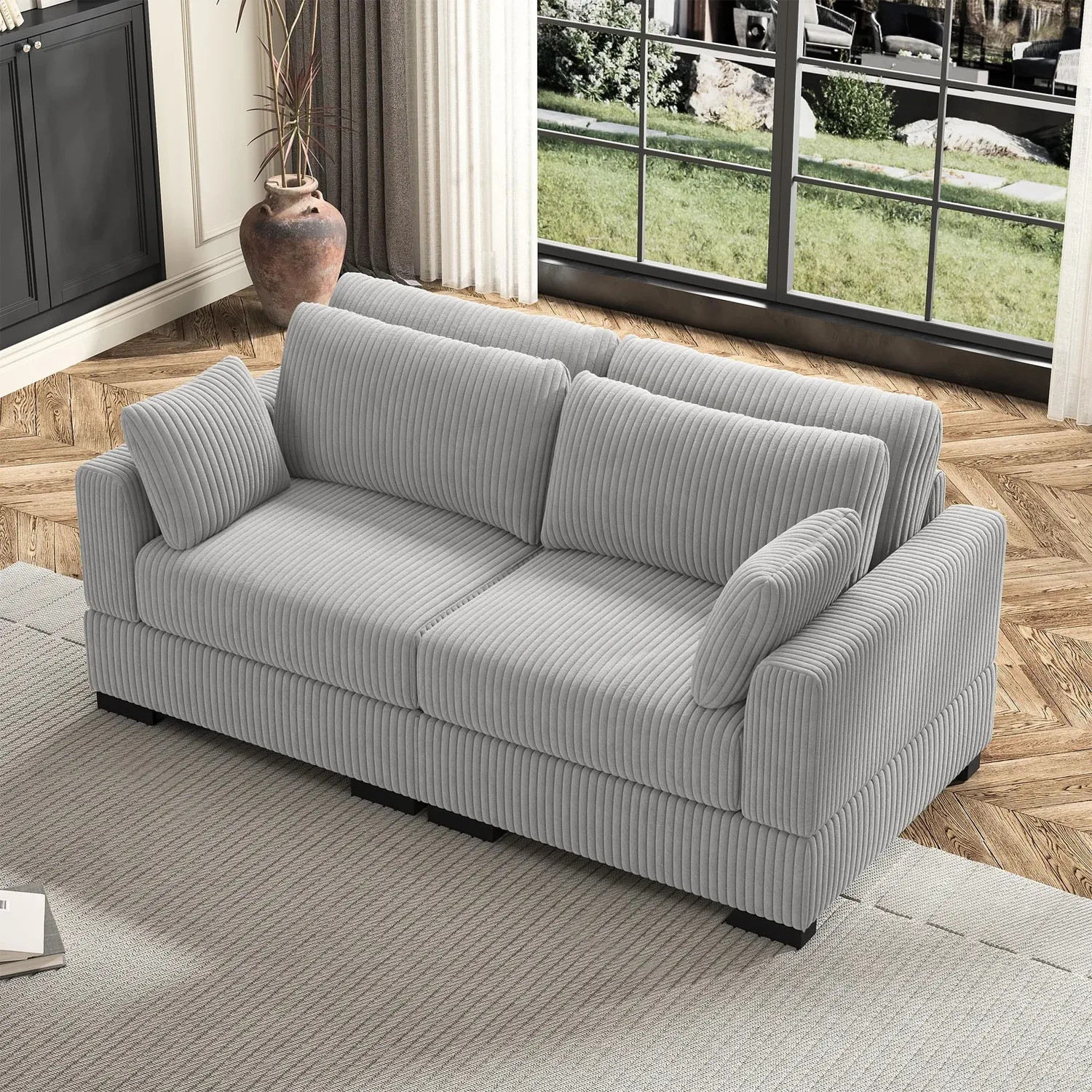 OutdoorMatch Sofa Tweezits Grijs 180x88x85 Gestoffeerd