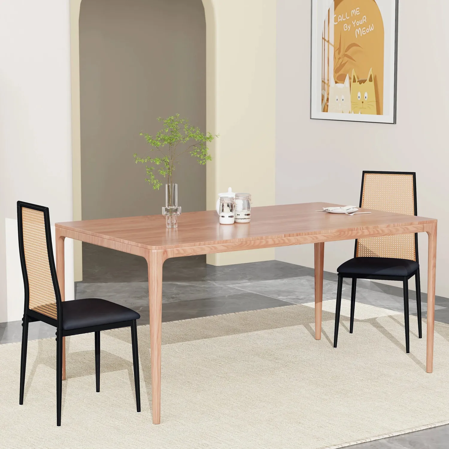 OutdoorMatch Eetkamerstoelen Zwart Hout Set 2 Stuks 97,5 cm