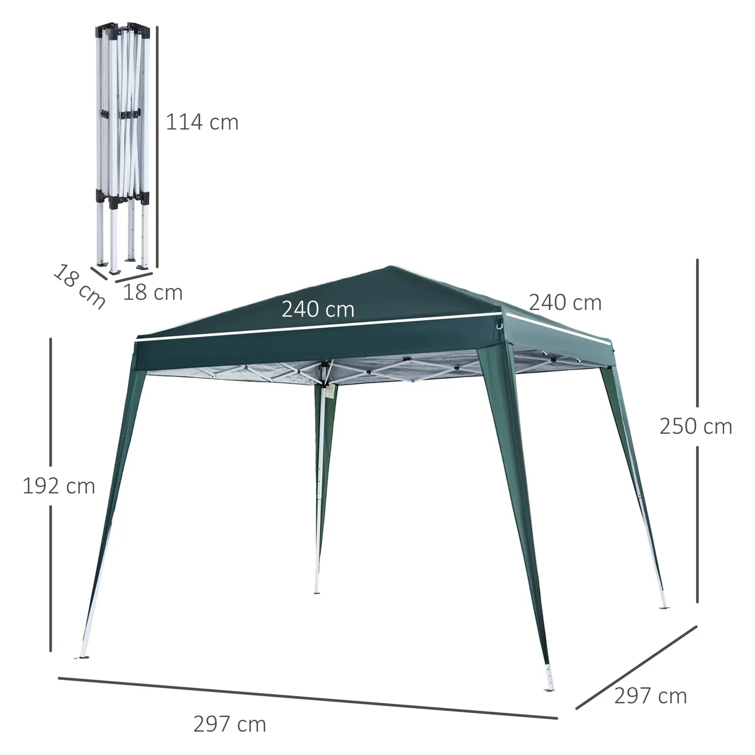 OutdoorMatch Partytent Donkergroen 3x3m Pop-up Staal