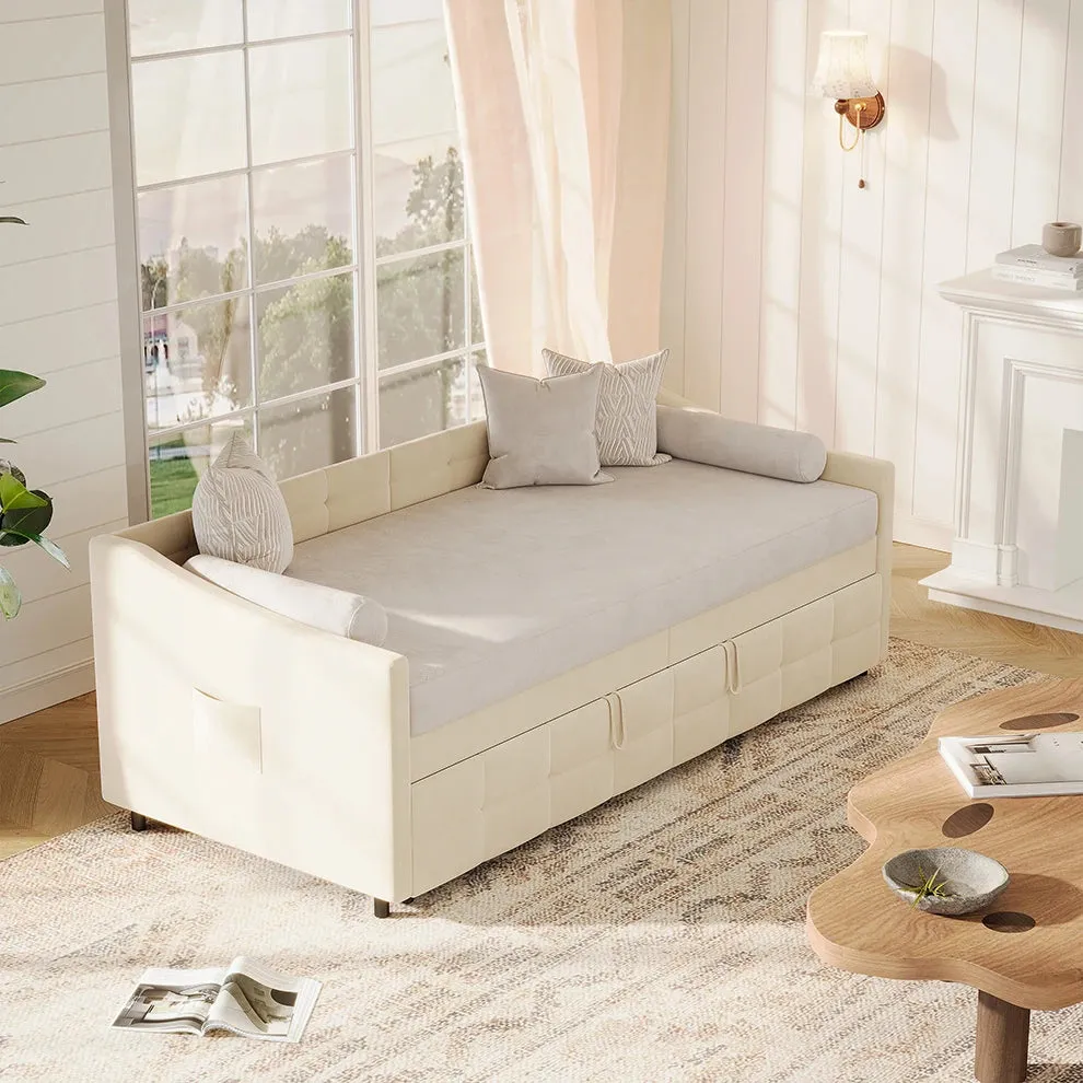 OutdoorMatch Bedframe 90x200cm Zwart Grijs met Opbergruimte