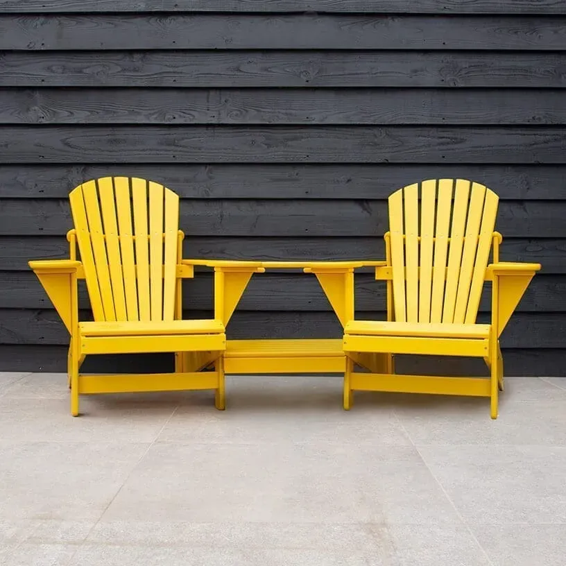 Comfychair duostoel kunststof rond geel weerbestendig