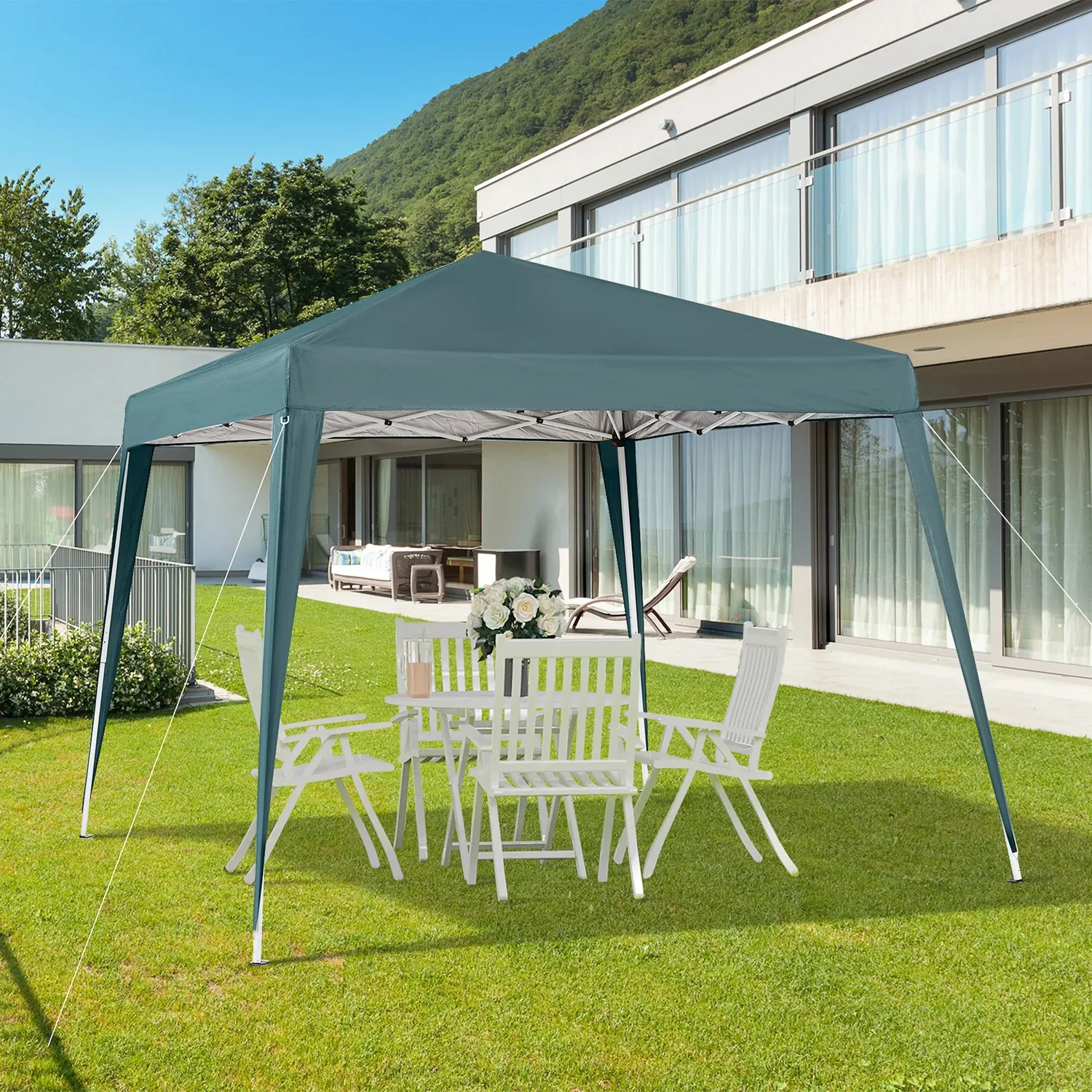 OutdoorMatch Partytent Donkergroen 3x3m Pop-up Staal
