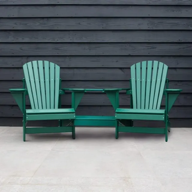 Comfychair 2-persoons stoel bosgroen afgerond buiten