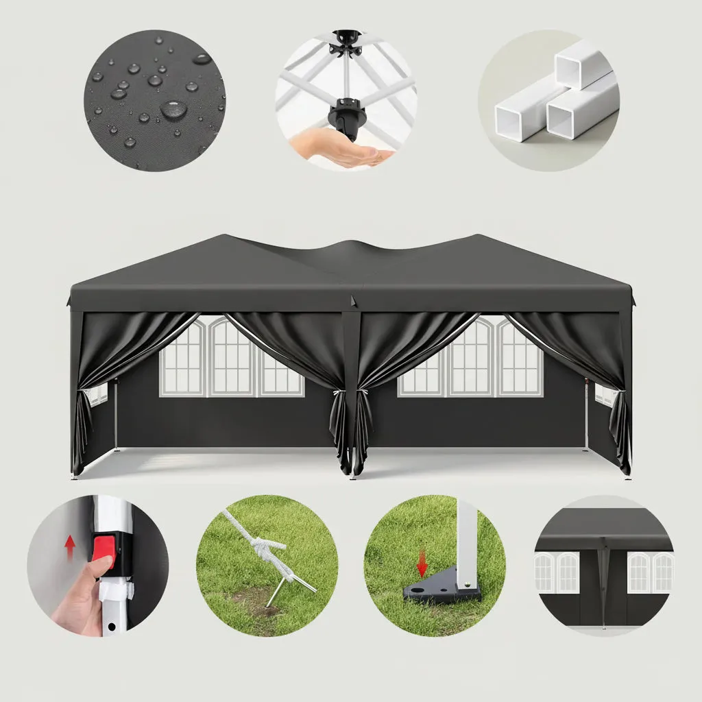 OutdoorMatch Partytent 3x6m Grijs 6 Wanden