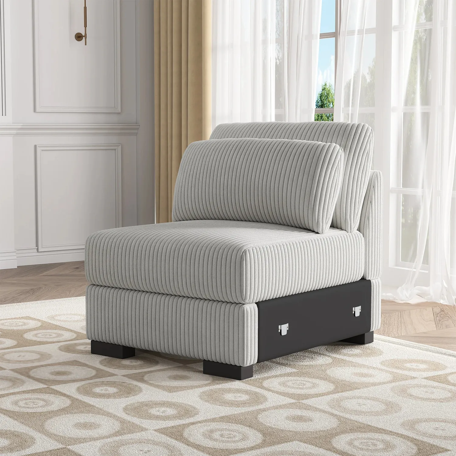 OutdoorMatch Corduroy Bank Zwart Grijs 2-delig Modulair