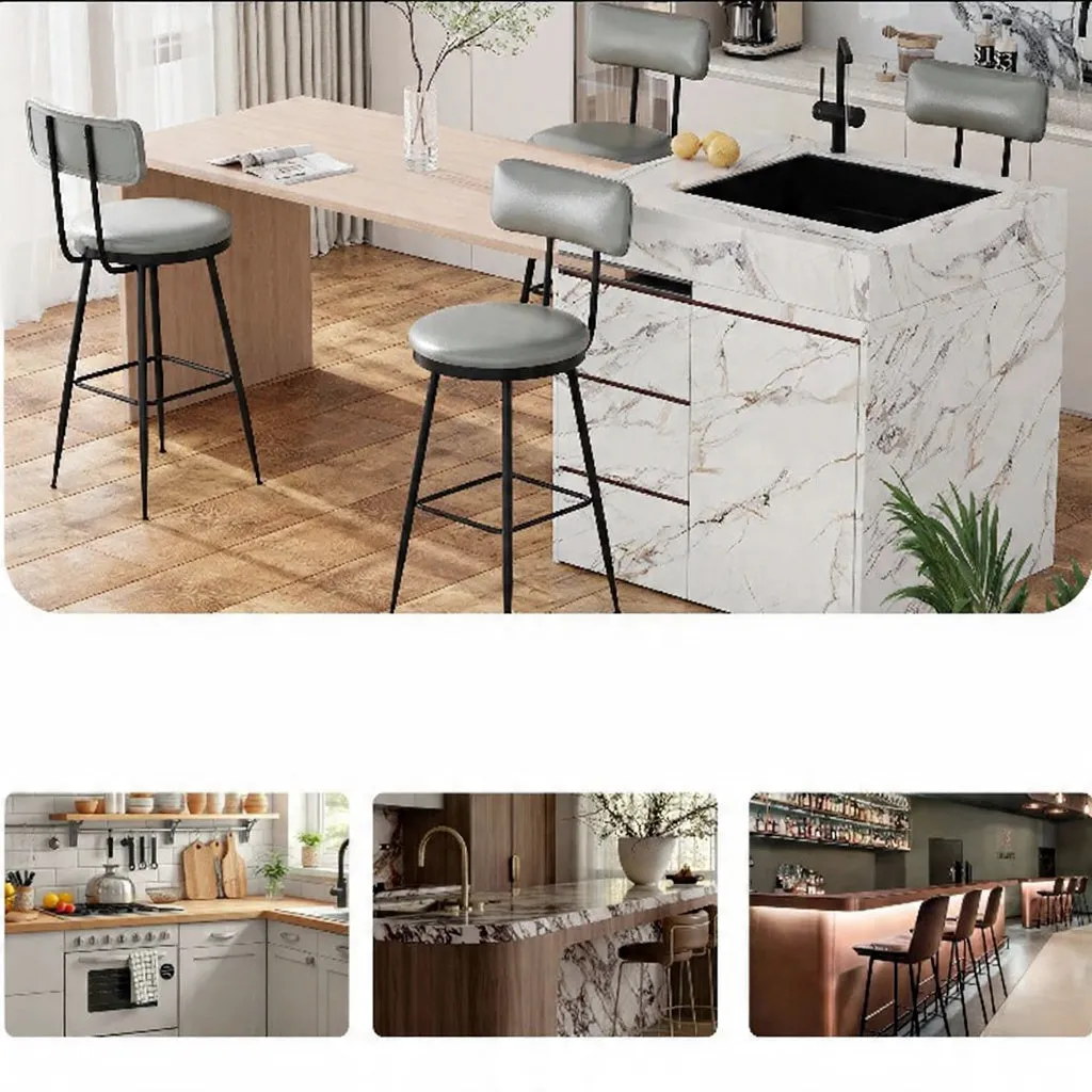 OutdoorMatch Barstoelen Donkergrijs 4 Stuks Kunstleer