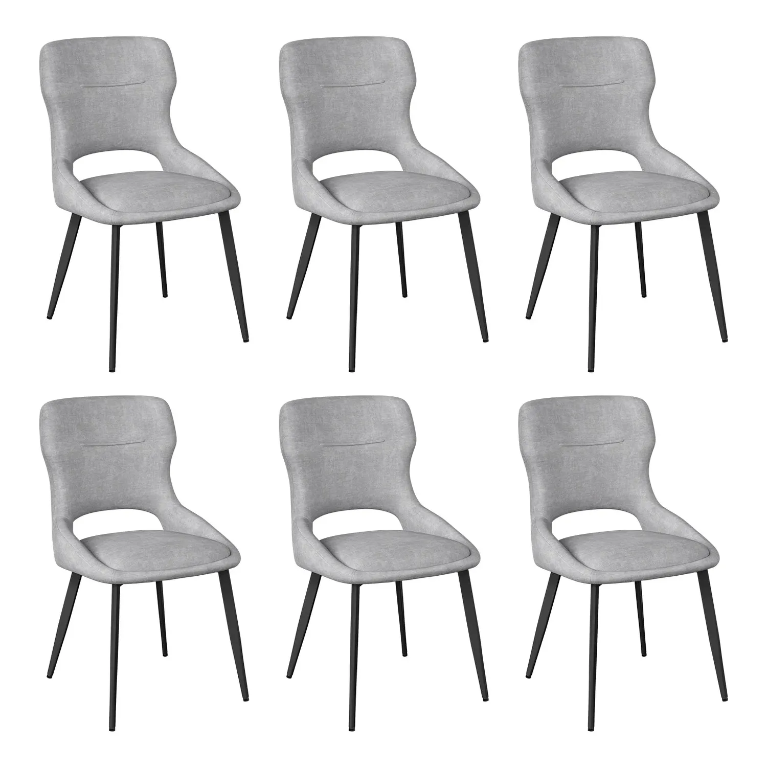 OutdoorMatch Eetkamerstoelen Chenille Set van 6 Khaki Hoge Rug