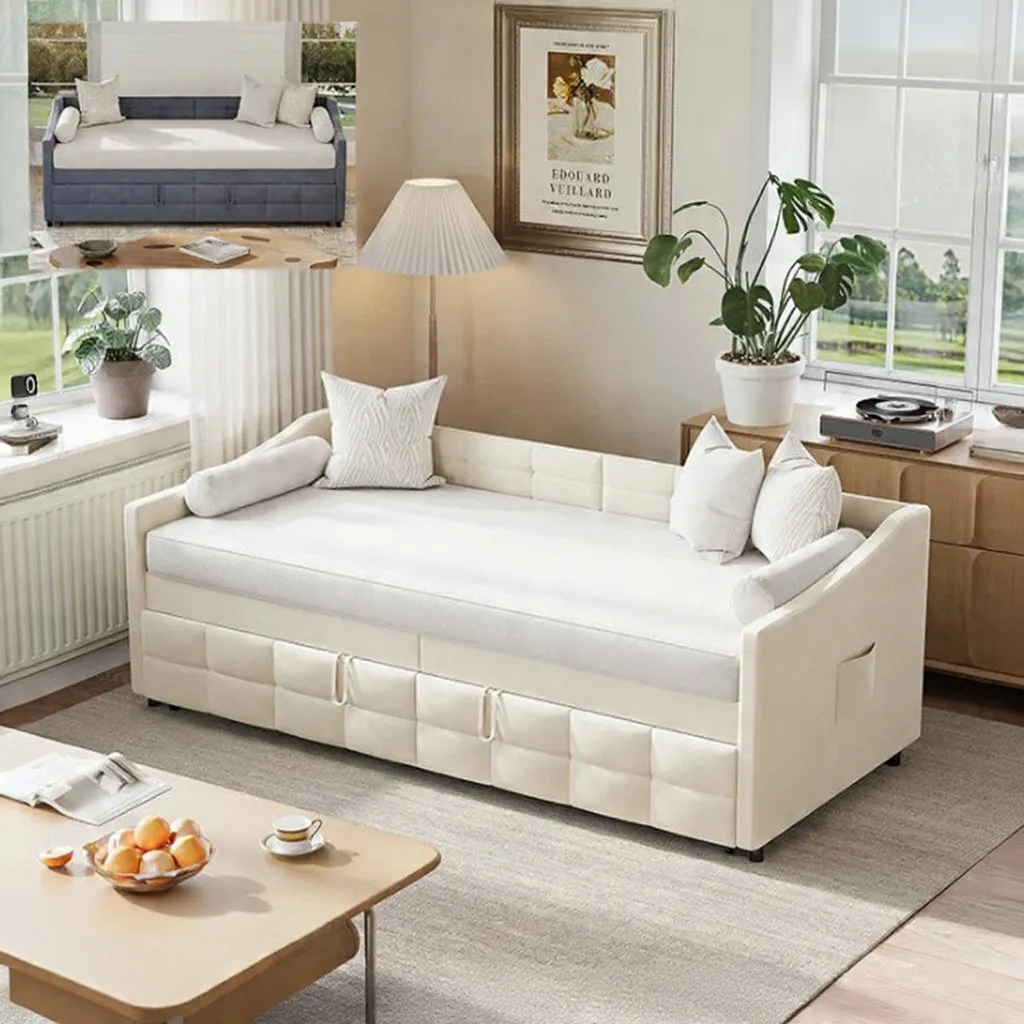 OutdoorMatch Bedframe 90x200cm Zwart Grijs met Opbergruimte