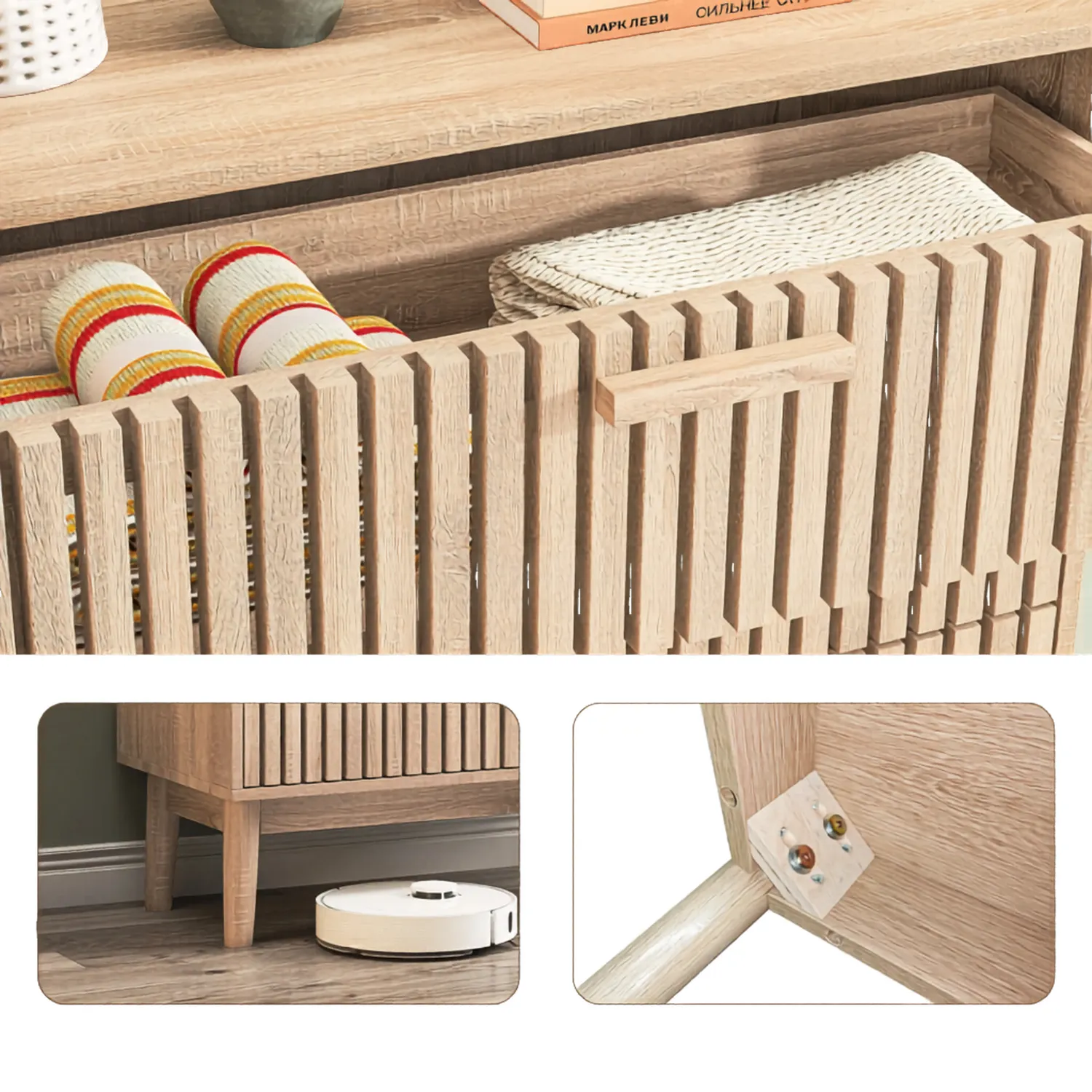 OutdoorMatch Dressoir 4 Lades Natuurlijk hout 91 cm hoog