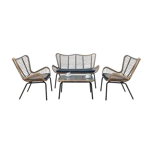 ACAMP Korfu 4-delige loungeset met glastafel