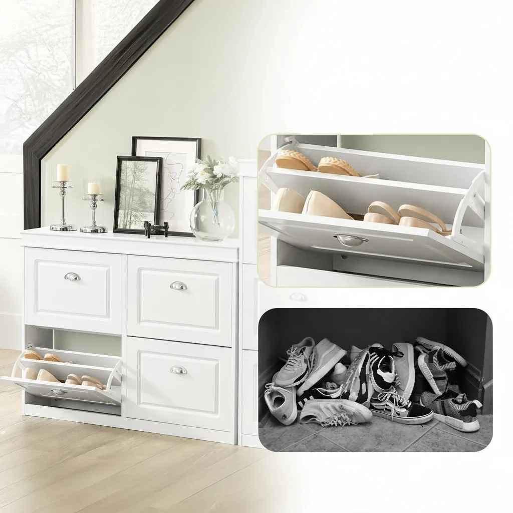OutdoorMatch Schoenenkast zwart 4 klepdeuren smal 24 cm