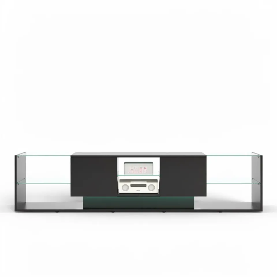 OutdoorMatch Nezzo TV-meubel LED Zwart Wit 200x35x45 cm
