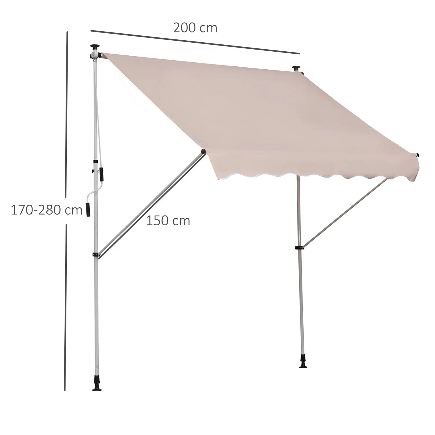 OutdoorMatch Schaduwdoek beige uitschuifbaar 2x1,5 m