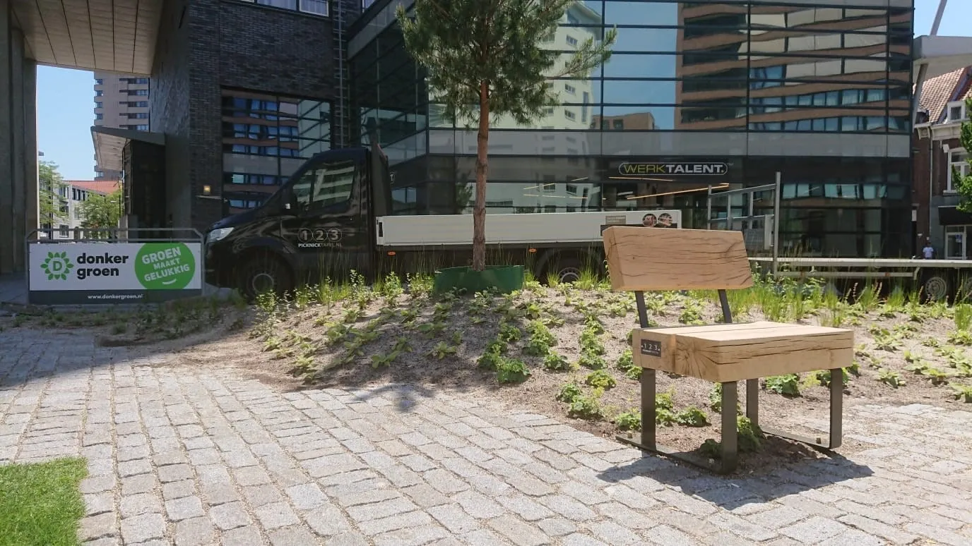 Jaap de Vries Bristol parkbank eikenhout zwart staal