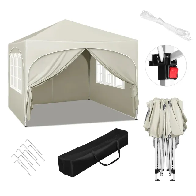 OutdoorMatch Partytent 3x3m Beige met Zijwanden