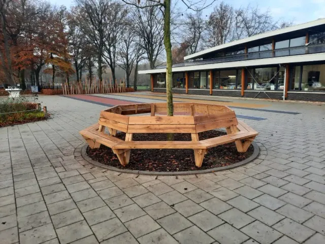 Jaap de Vries Miami boombank eikenhout achthoekig