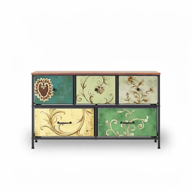 OutdoorMatch Ladekast 5 Lades Vintage Houtlook 100 cm