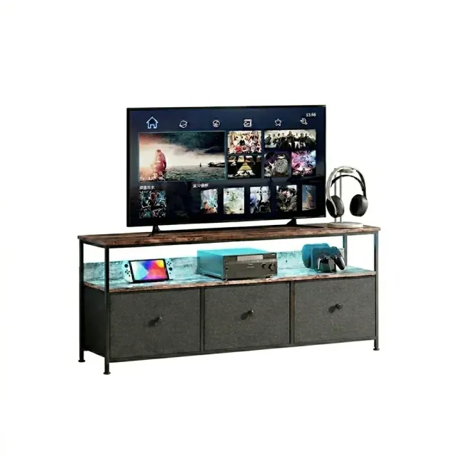 OutdoorMatch TV-stand LED Zwart Staal 108 cm 3 Laden