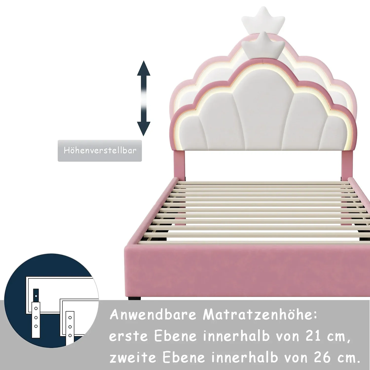 OutdoorMatch Bedframe 90x200 Zwart LED Opbergruimte