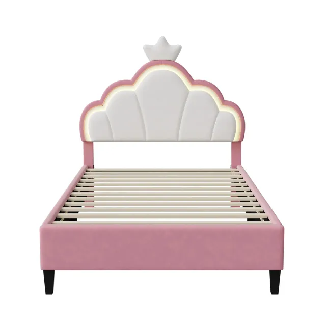 OutdoorMatch Bedframe 90x200 Gestoffeerd met LED Flanel