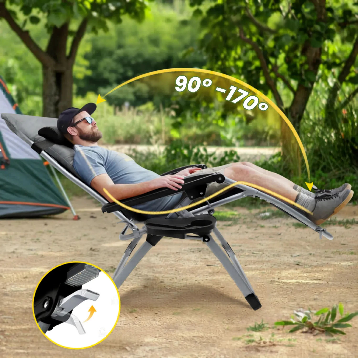 OutdoorMatch Anti-Gravity Loungestoel Zwart 160 kg