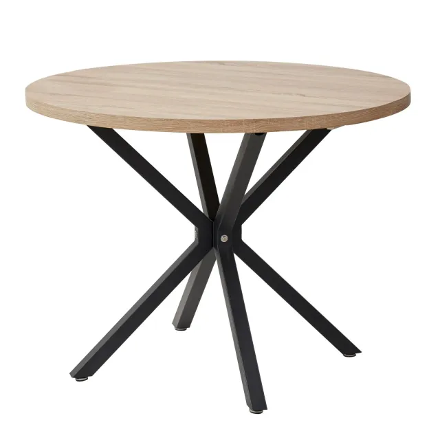OutdoorMatch Ronde Tafel 110 cm Licht Hout met Metaal