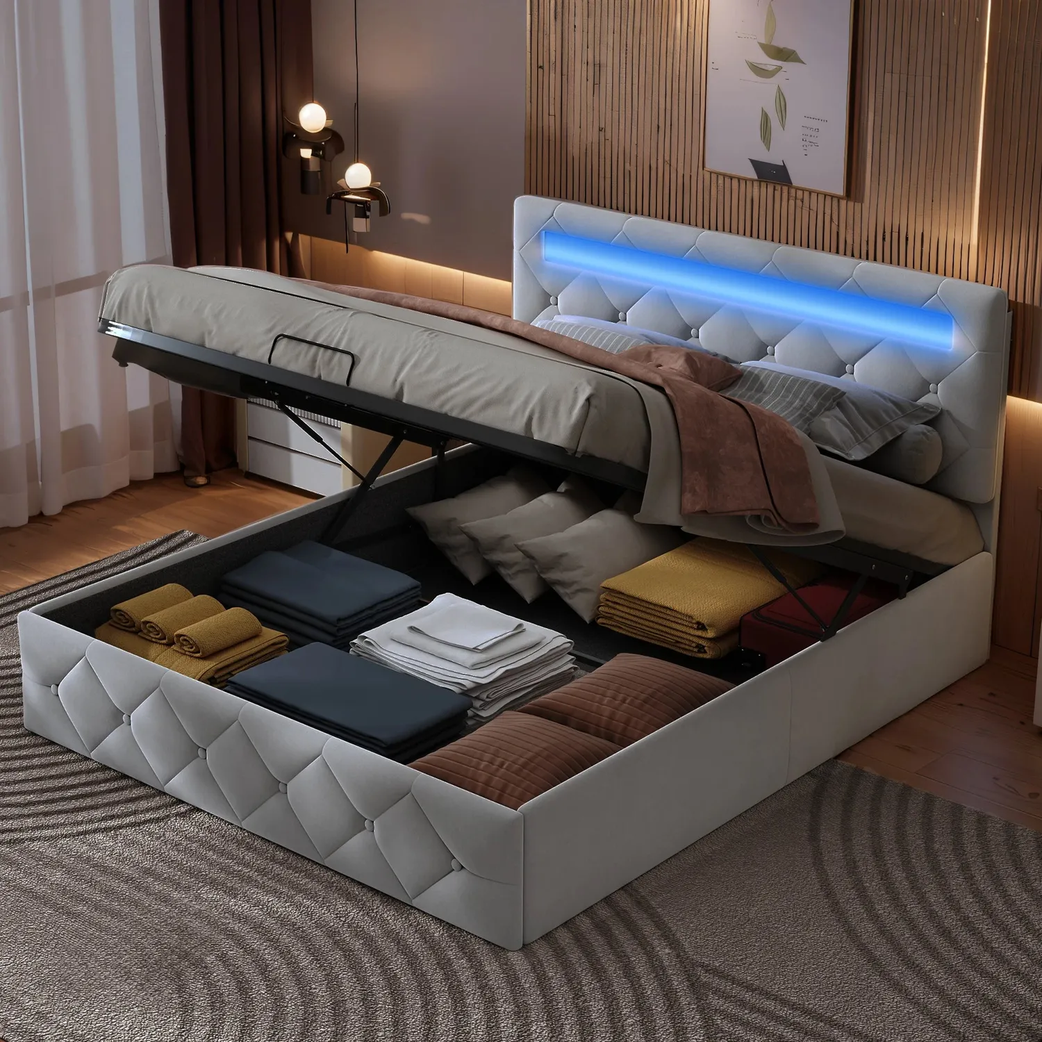 OutdoorMatch Bedframe LED Opbergruimte 140/160x200