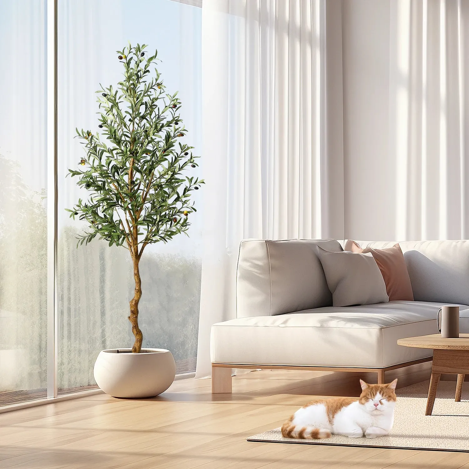 OutdoorMatch kunst olijfboom 180 cm houten stam binnen