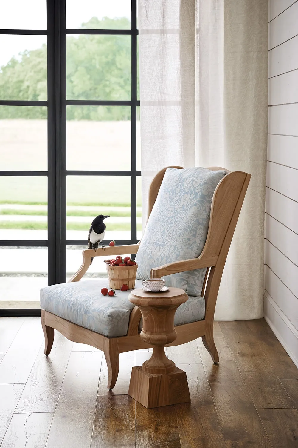 Sutherland Furniture Strawberry Thief plaid vogels