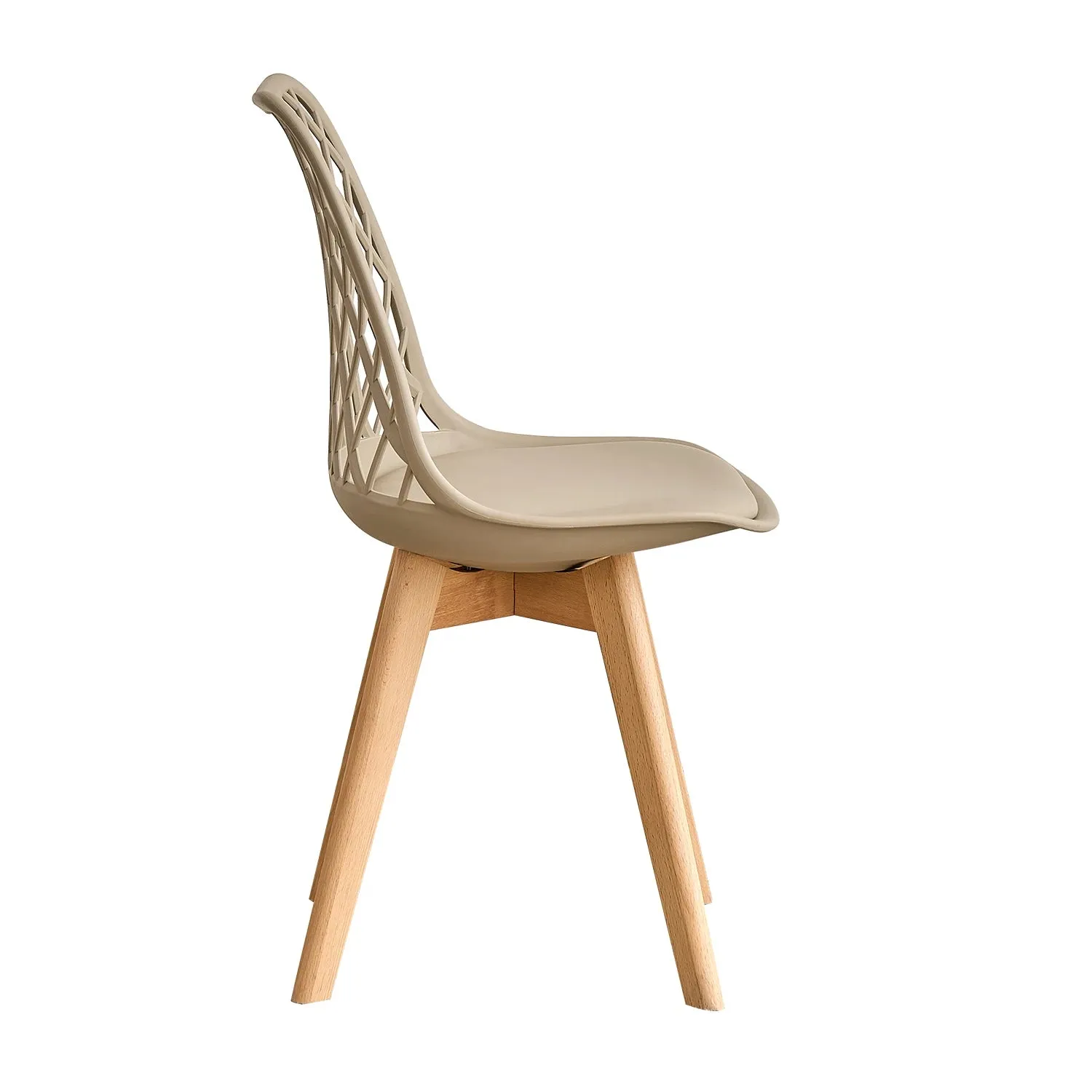OutdoorMatch Scandinavische Eetkamerstoelen Khaki Set 6 Mesh