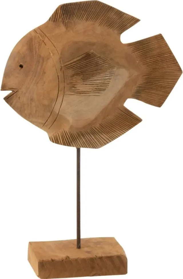 Lifestyle vis op voet teakhout Naturel L 50 cm