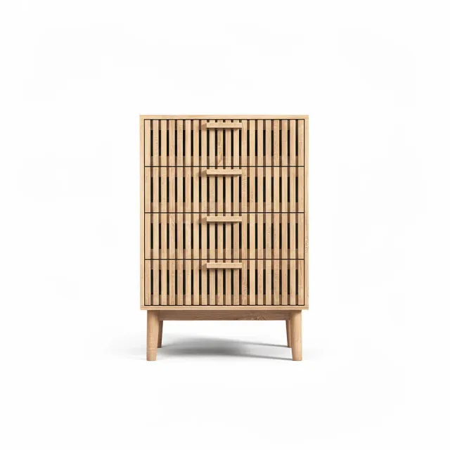 OutdoorMatch Dressoir 4 Lades Natuurlijk hout 91 cm hoog