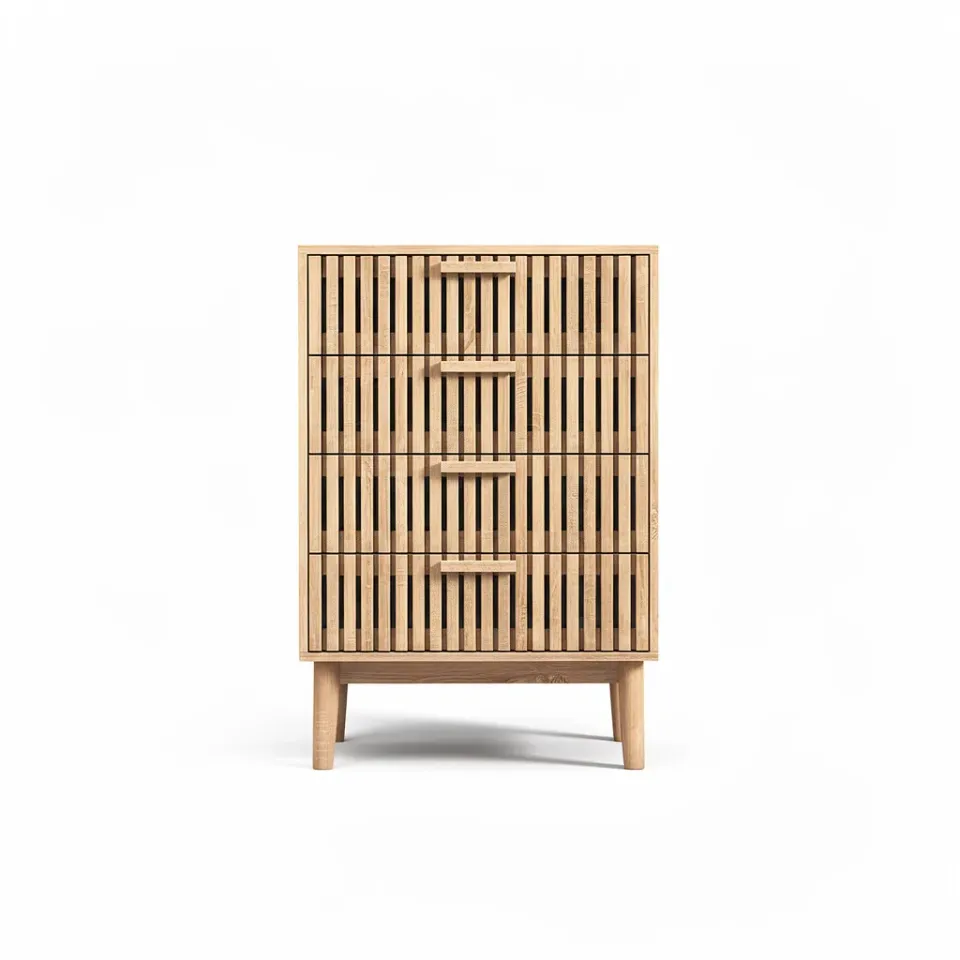 OutdoorMatch Dressoir 4 Lades Natuurlijk hout 91 cm hoog