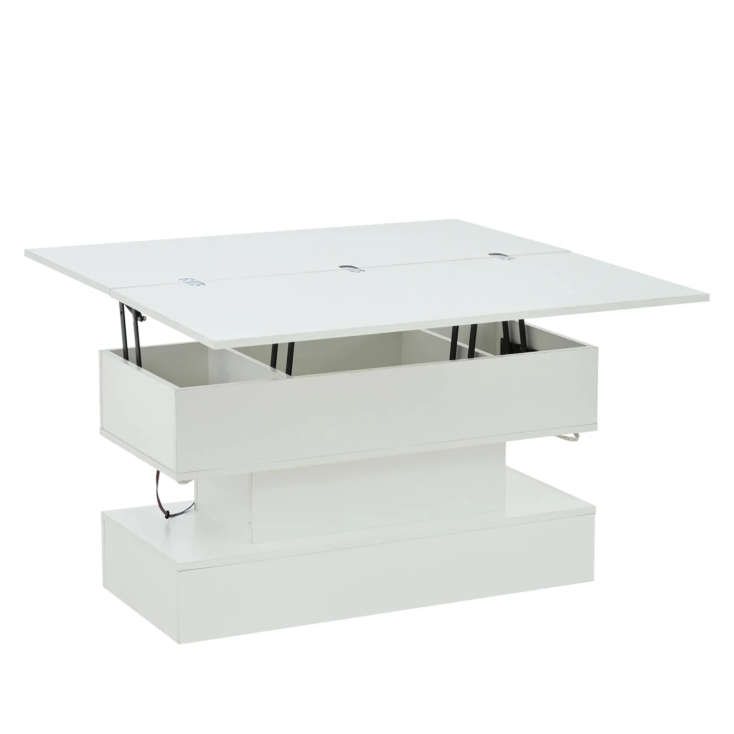 OutdoorMatch Salontafel wit 100 cm salontafel LED USB verstelbaar