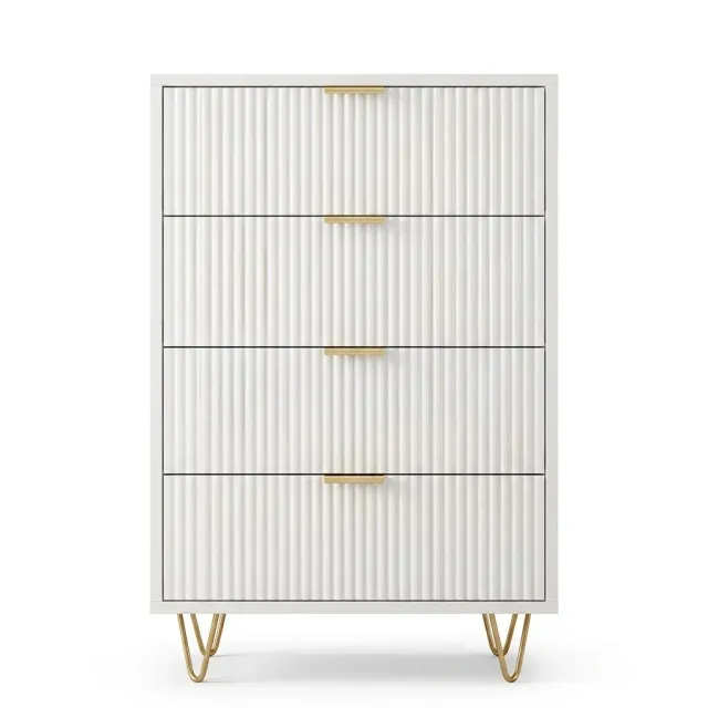 OutdoorMatch Commode 60x34 Wit 4 Laden Goud