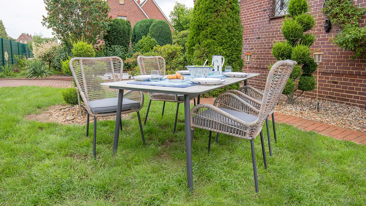 ACAMP Korfu 4-delige loungeset met glastafel