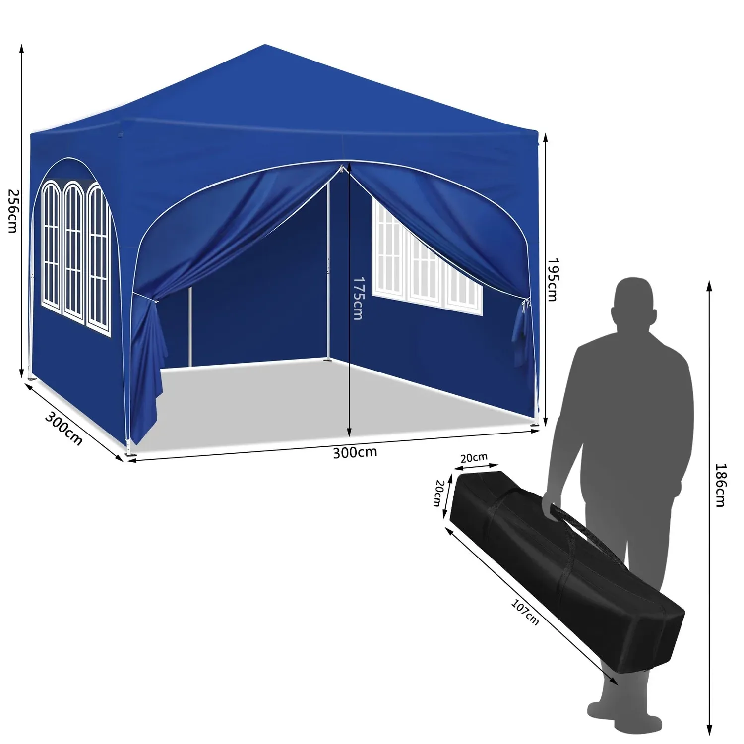 OutdoorMatch Partytent 3x3m Beige met Zijwanden