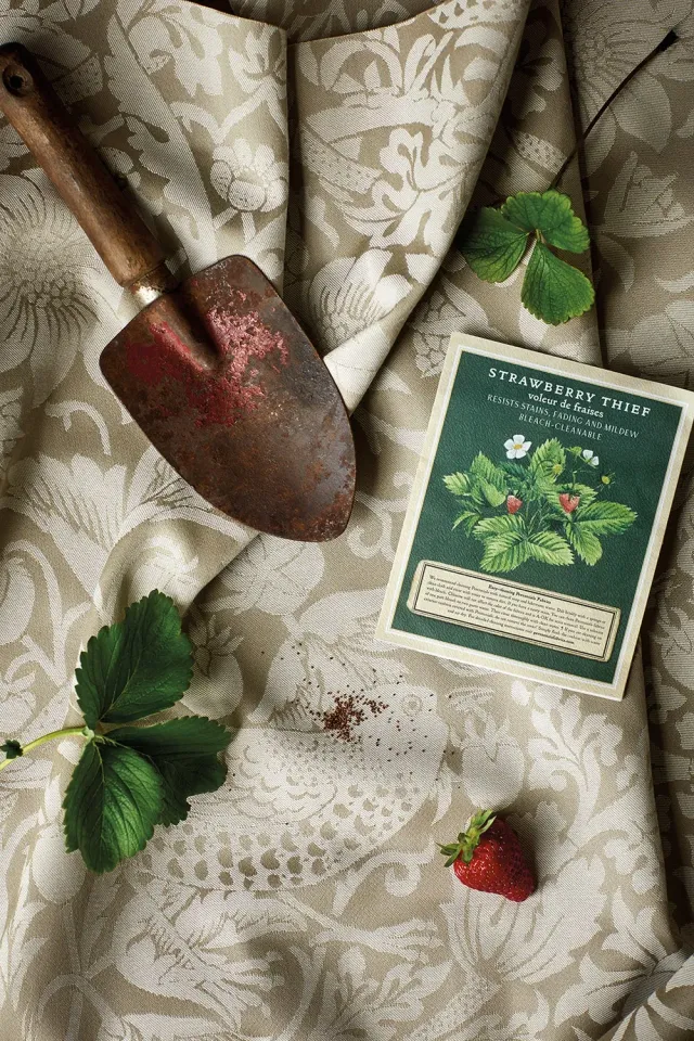 Sutherland Furniture Strawberry Thief plaid vogels