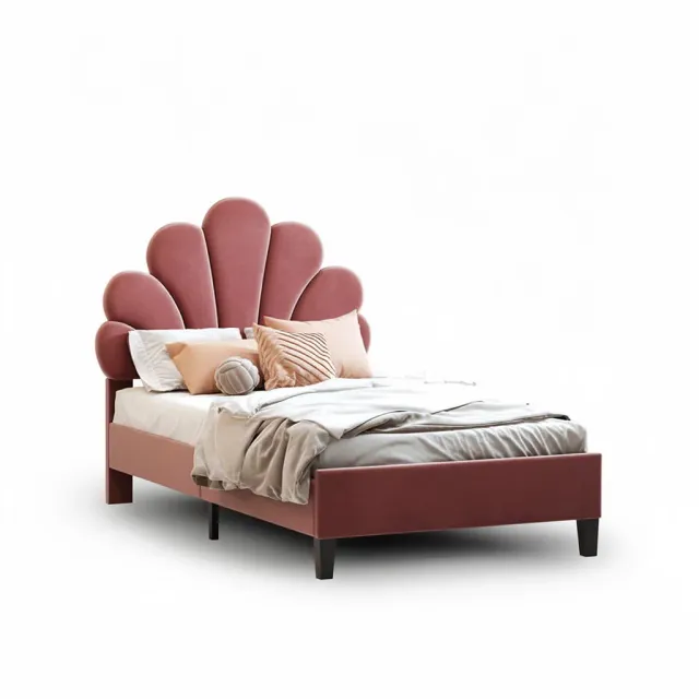 OutdoorMatch Bedframe 90x200 Bloemmotief Kunstleer Lattenbodem