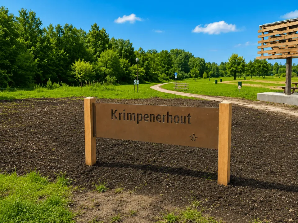 Jaap de Vries Krimpenerhout bord cortenstaal gravure