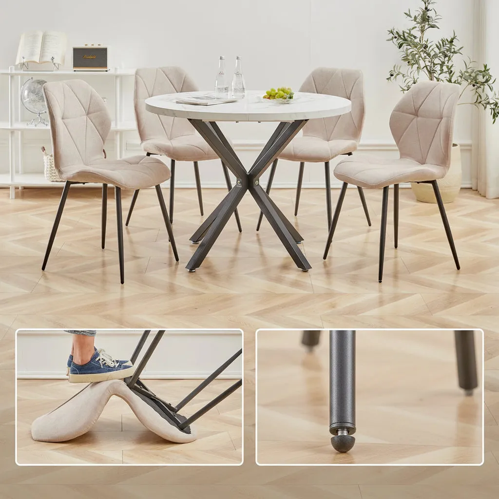 OutdoorMatch Eetkamerstoelen Linnen Beige 6 Stuks 120kg