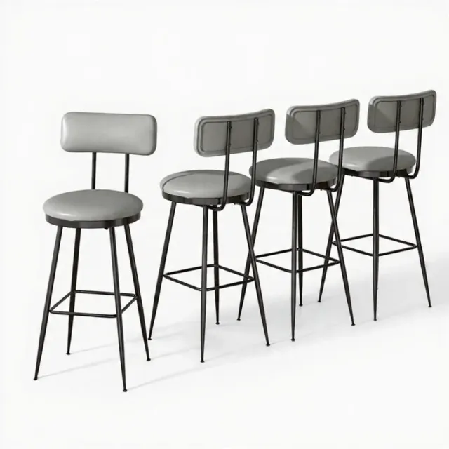 OutdoorMatch Barstoelen Donkergrijs 4 Stuks Kunstleer