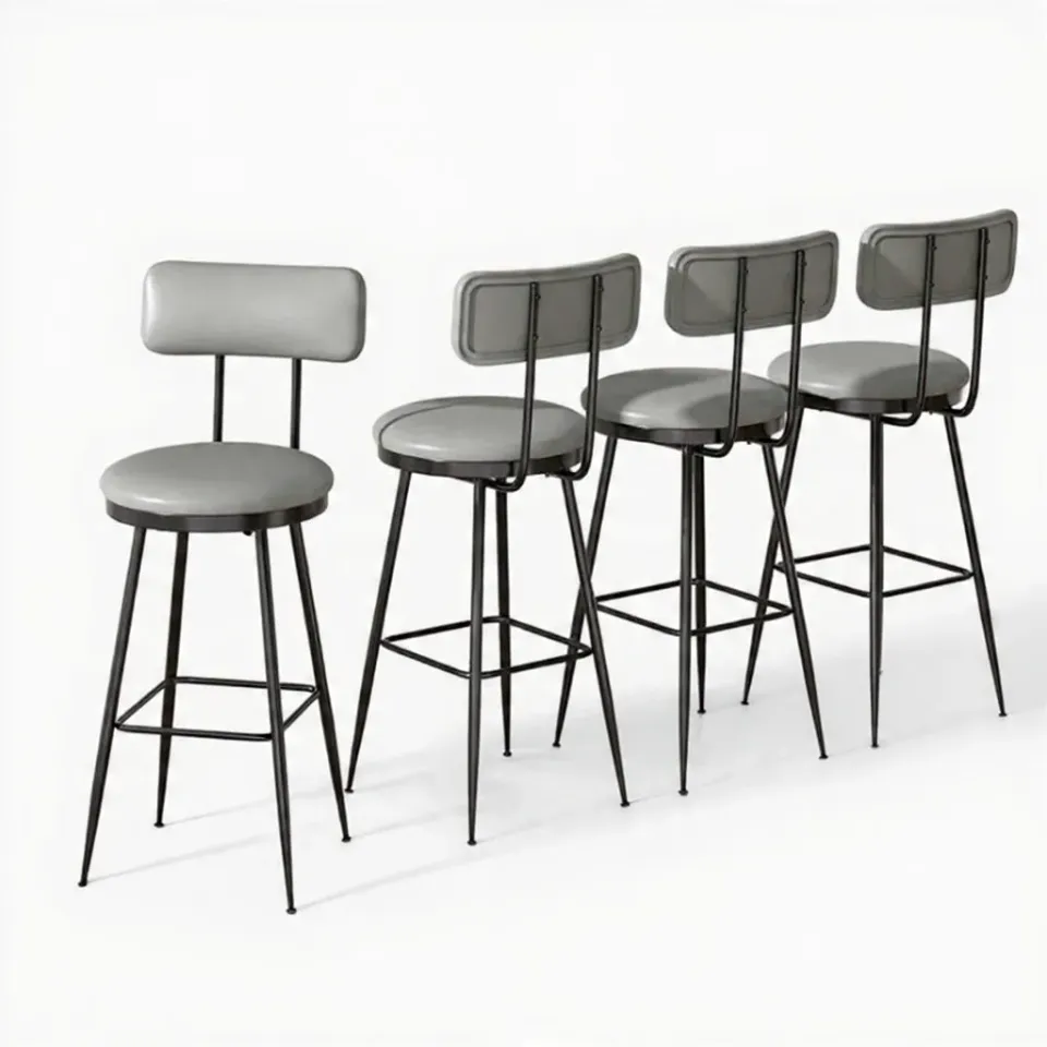 OutdoorMatch Barstoelen Donkergrijs 4 Stuks Kunstleer