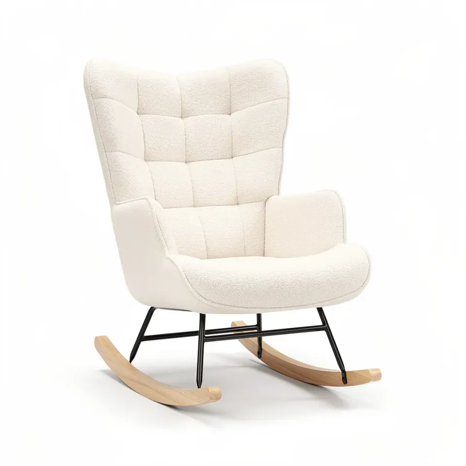 OutdoorMatch Rockerstoel Beige Teddy 68x75 cm